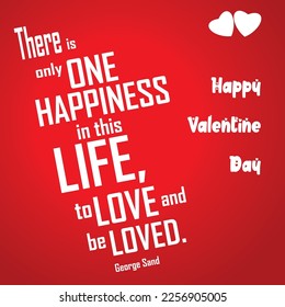 Happy Valentine Day Love Emotion Typography with Red Background Heart Sign Motivational Message