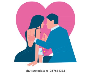 Happy Valentine Day. Love, heart, gift. Romantic days. Cartoon Vector illustration.