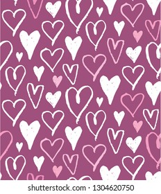 Happy valentine day - love you - hand drawn doodle heart pattern background