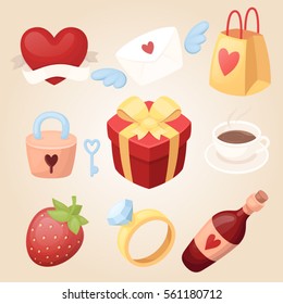 Happy Valentine Day Objects Set