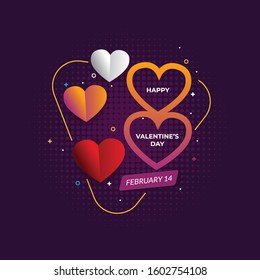 Happy valentine day on pur...background with dots