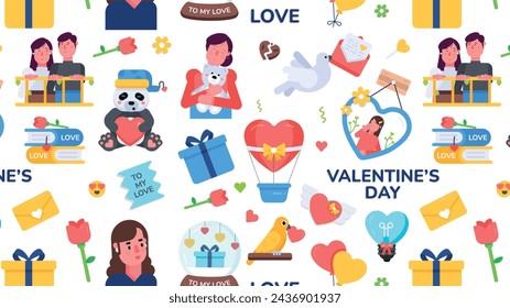 Happy valentine day pattern showcasing sweet presents and romantic gestures 