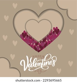 Happy valentine day poster with heart shape Vector