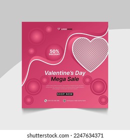 Happy valentine day promotional discount sale social media post web banner template