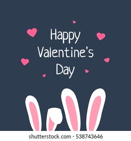 feliz día de San Valentín con orejas de conejo. concepto de adorno de papel amour decoracion, inusual plantilla de arte, hermoso animal adornado. tendencia de estilo plano diseño moderno del logotipo de arte gráfico en segundo plano