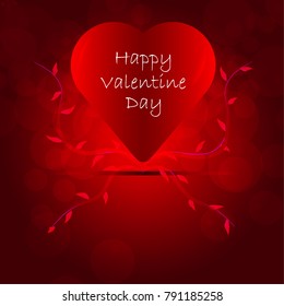 Happy valentine day with red heart on abstract background, Vector illustration.