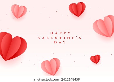 happy valentine day romantic background with paper hearts vector