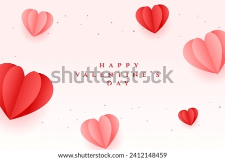 happy valentine day romantic background with paper hearts vector