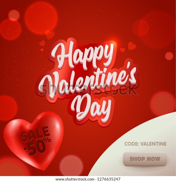 Happy Valentine Day Sale Offer Online Stock Vector Royalty Free 1276635247