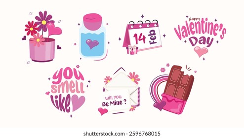 happy valentine day set vector