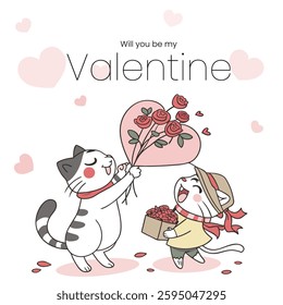Happy valentine day share your love to your partner Valentine day vector design with cute heart shape