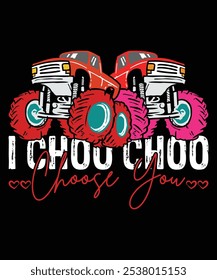 Happy Valentine Day Shirt Print Template, Heart Cupid Vector, Typography Design For 14 February I Choo Choo Choose You