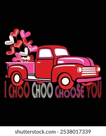 Happy Valentine Day Shirt Print Template, Heart Cupid Vector, Typography Design For 14 February I Choo Choo Choose You