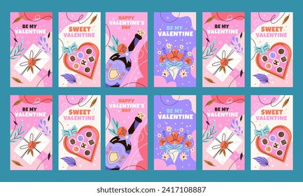 happy valentine day social media stories vector flat design