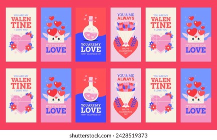 happy valentine day social media template vector flat design