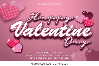 Feliz día de San Valentín efecto de texto Vector editable