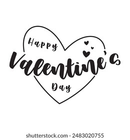 Happy Valentine Day text with line love symbol design vector on white background