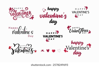 happy valentine day text vector 
