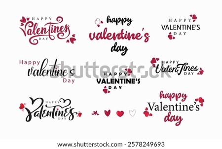happy valentine day text vector 