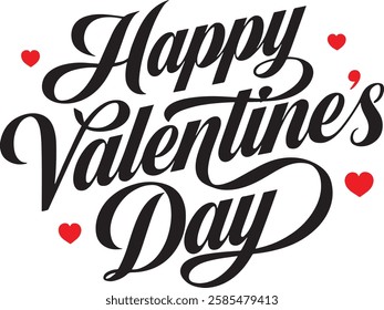 Happy Valentine Day Typography With Hearts