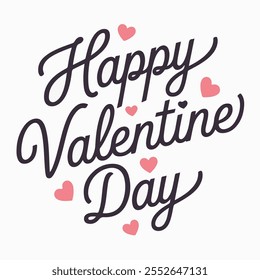 Happy Valentine day typography with white background 