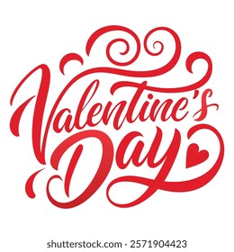 Happy Valentine Day vector calligraphy heart and  text for greeting card for Valentine's day on white background 