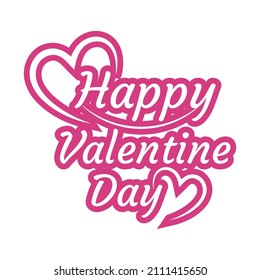 Happy valentine day vector design template, pink color happy valentine day 