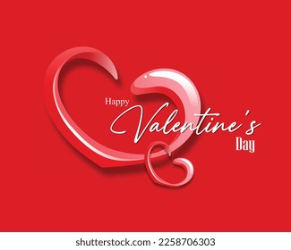 Happy Valentine day vector illustration with red background ,red heart shape, greating