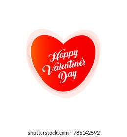 Happy Valentine Day vector postcard,  love symbol, red heart with text on white background.