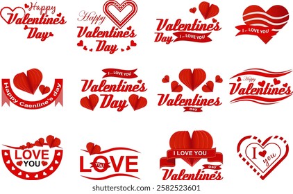 happy valentine day vector set 