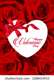 happy valentine day. White Hart on Red Rose Background