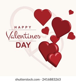 Happy Valentine Day Wish With 3D hearts. Valentine Social Media banner.