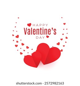 happy valentine day wishes card with paper heart design vector