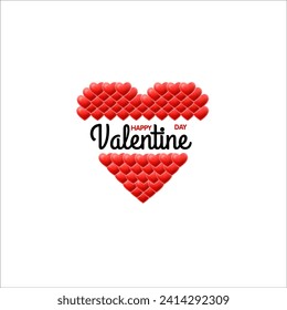 Happy Valentine Day word hand-drawn lettering with a cute heart and red color