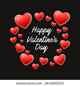 Happy Valentine Day word hand-drawn lettering with a cute heart and red color