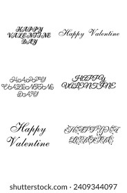 happy valentine day written on a white background.