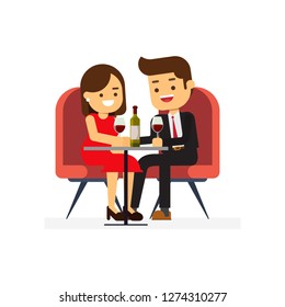 Happy valentine day,Couple on a romantic date. Young man and woman, pair in love having dinner
