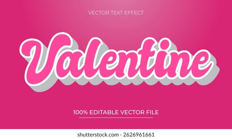 Happy Valentine editable pink text effect with cute shape background