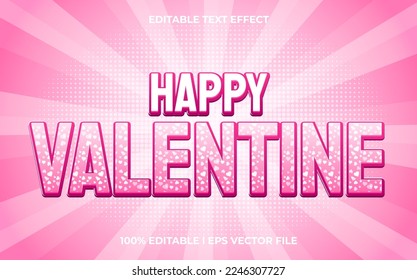 happy valentine editable text effect, lettering typography font style, pink 3d text for tittle