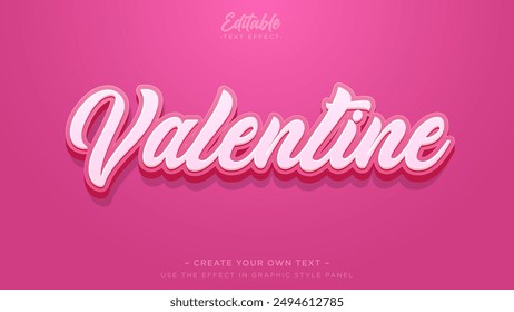 Happy valentine editable text effect. Pink text effect mockup template
