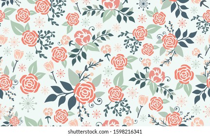 Happy valentine Elegant peach rose flower, floral pattern wallpaper background.