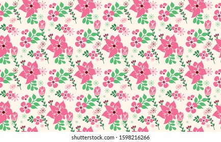 Happy valentine floral pattern background and beautiful pink flower design.