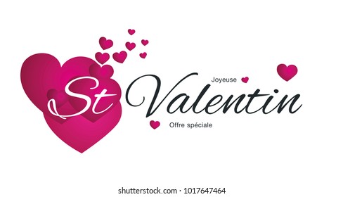 Happy Valentine (French language - Joyeuse St Valentine) white vector