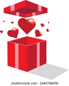 Happy Valentine gift box,open gift box vector design.