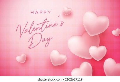 Happy valentine greeting card and calligraphy with pink heart. Vector symbols of love for Happy Women's, Mother's, Valentine's Day, birthday greeting card design.