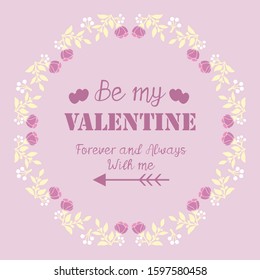 Happy valentine greeting card frame design, with beautiful crowd of pink and white flower. Vector