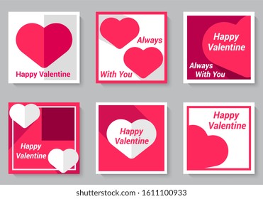 Happy valentine greeting cards template. vector illustration social media bannersbackground, day, design, holiday, vector, abstract, card, heart, template, greeting, love, romantic, valentine, celebra