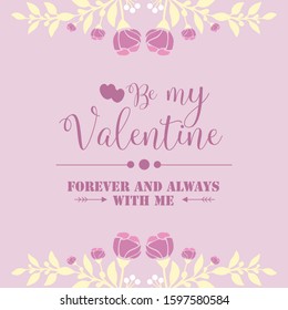 Happy valentine greeting vintage card, with beautiful pink and white frame. Vector