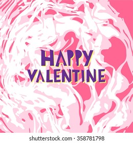 Happy valentine hand pink lettering - handmade  vector illustration 