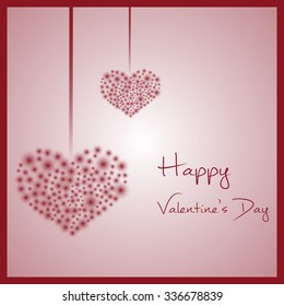 happy valentine with hanging hearts from little red lights eps10